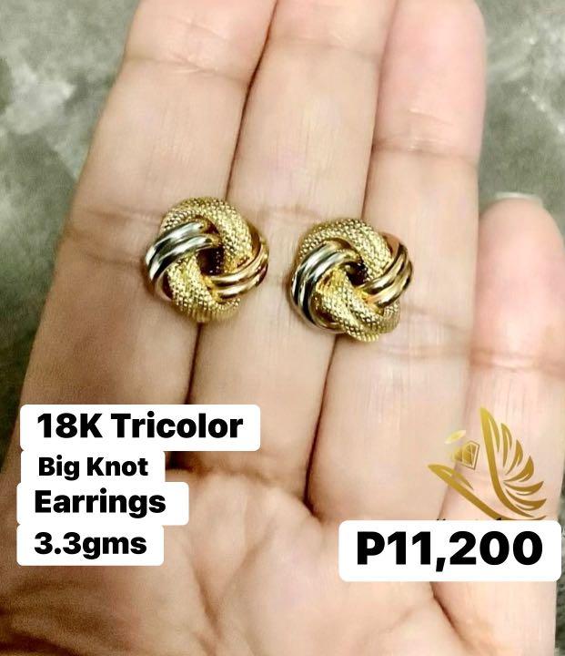 Tri color knot earrings deals