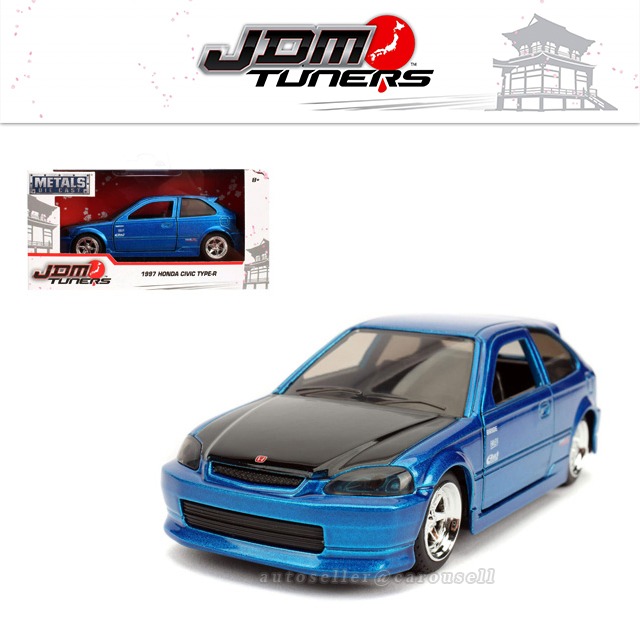 JADA JDM TUNERS 1997 HONDA CIVIC EK TYPE R WHITE 1:32 DIECAST 5 NEW NO BOX