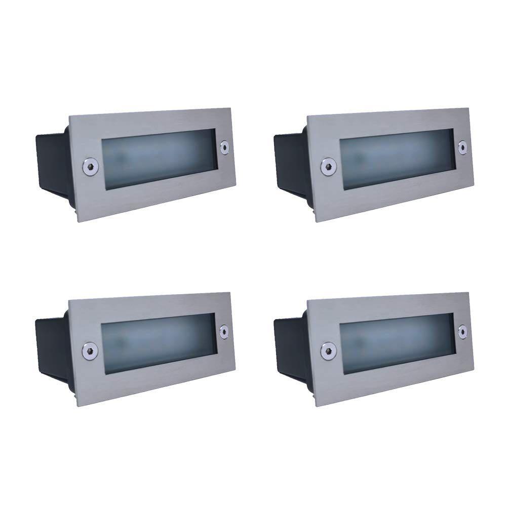 Pair of Modern Outdoor Stainless Steel Garden Recessed Wall LED Brick Light IP54 