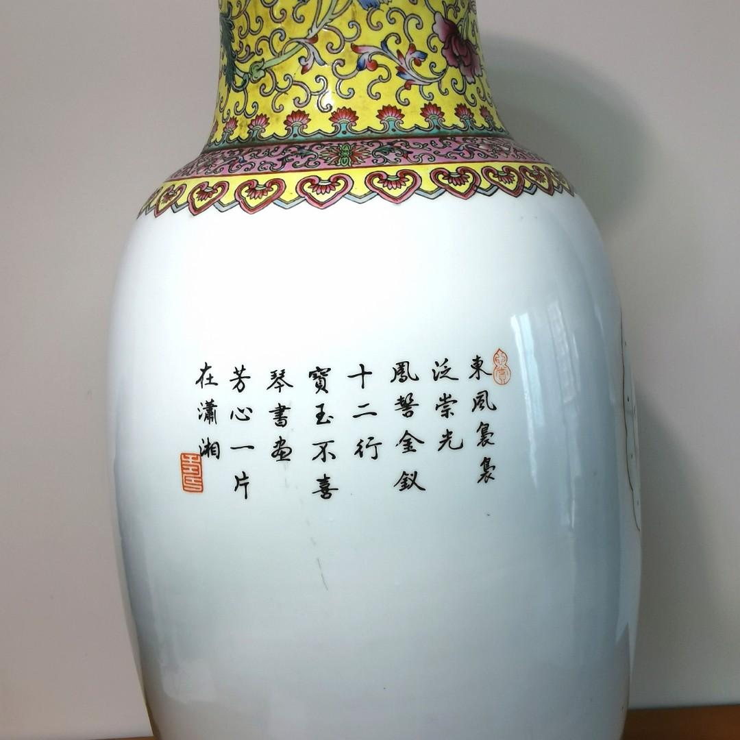 中国景徳鎮 大花瓶 粉彩色絵 飾り壺 ☆高さ46.5cm -