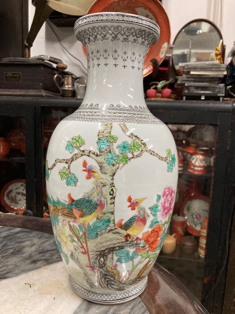 五六七十年代景德鎮制粉彩鳳鳥花瓶, 興趣及遊戲, 收藏品及紀念品, 古董收藏- Carousell