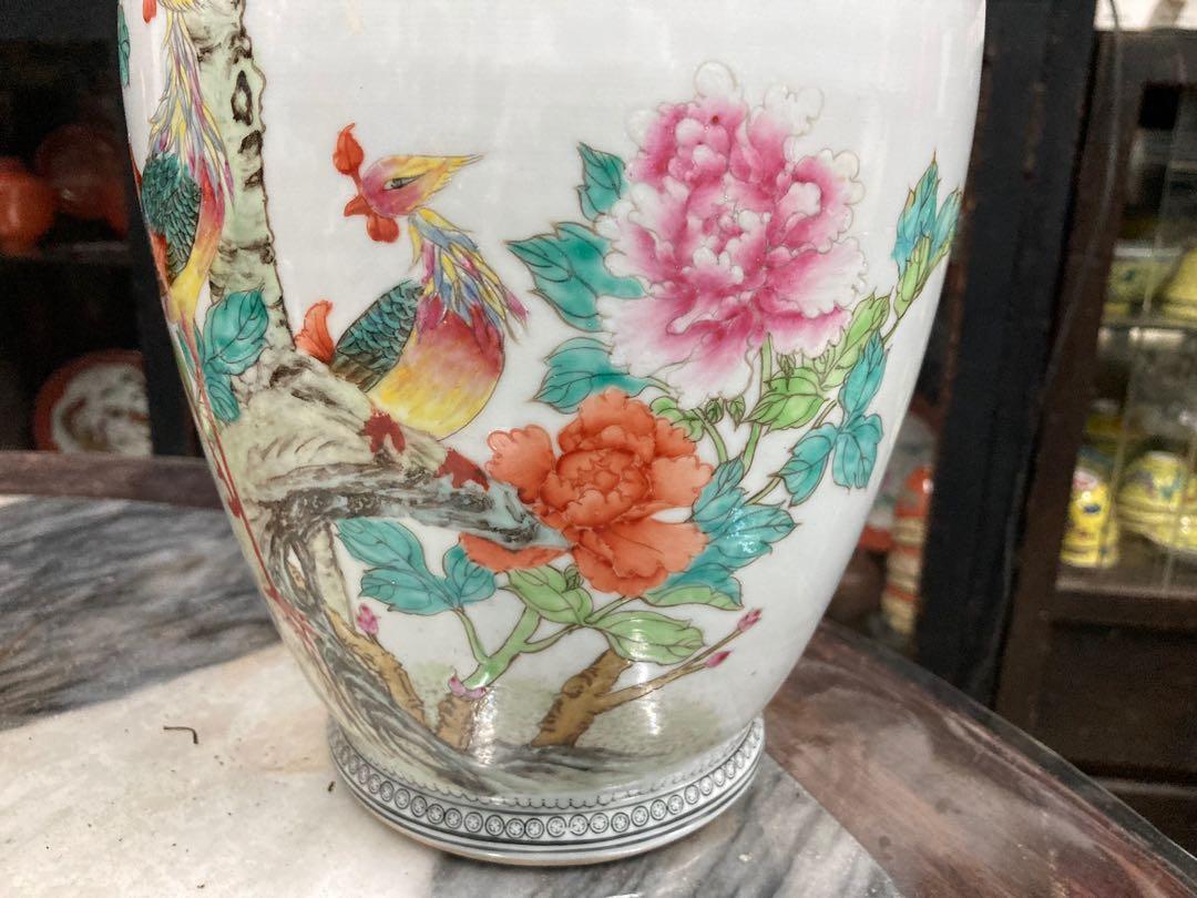 五六七十年代景德鎮制粉彩鳳鳥花瓶, 興趣及遊戲, 收藏品及紀念品, 古董