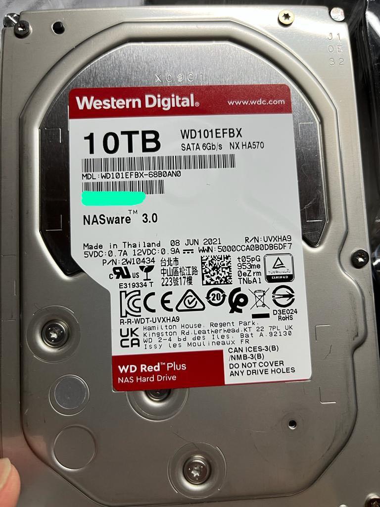 二手Western Digital WD 10TB Red Plus NAS 3.5” 3.5吋7200rpm Sata3