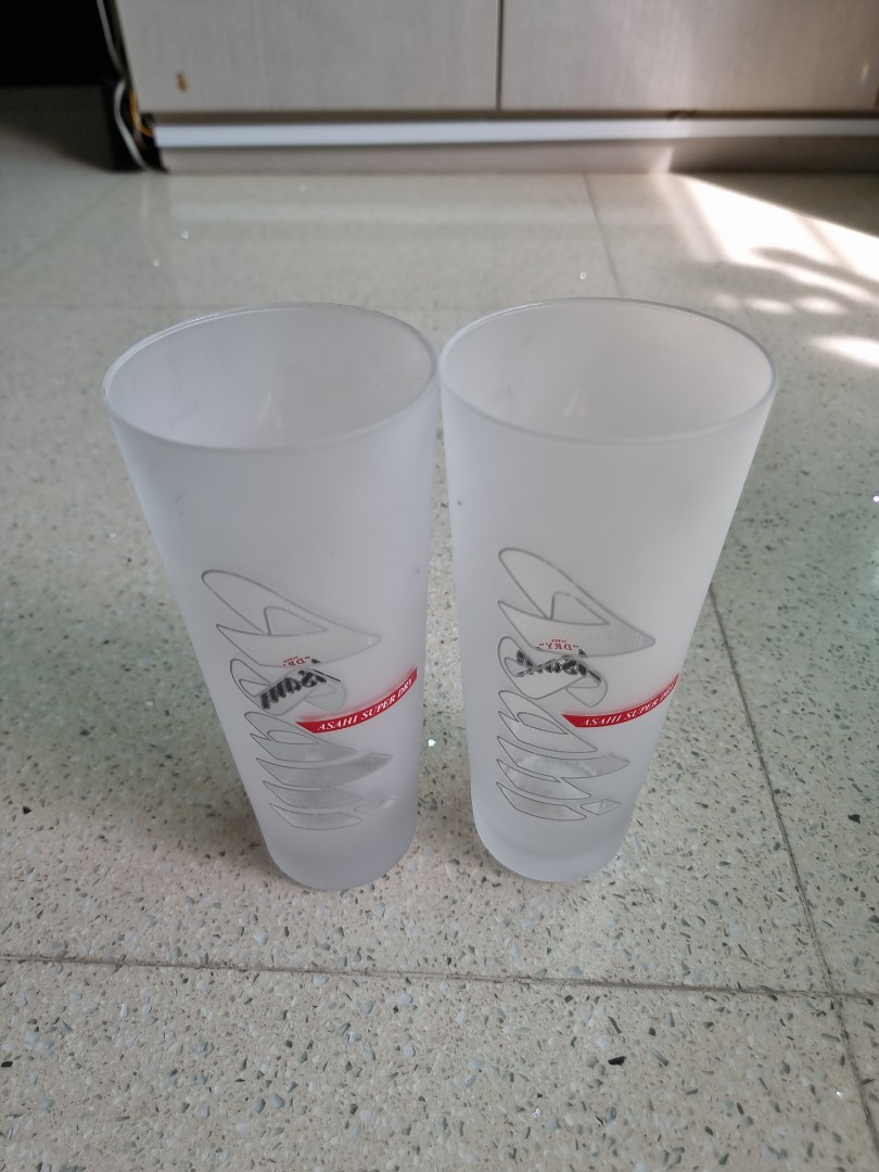 Asahi Super Dry 0.5L Frosted Beer Glass, Everything Else on Carousell