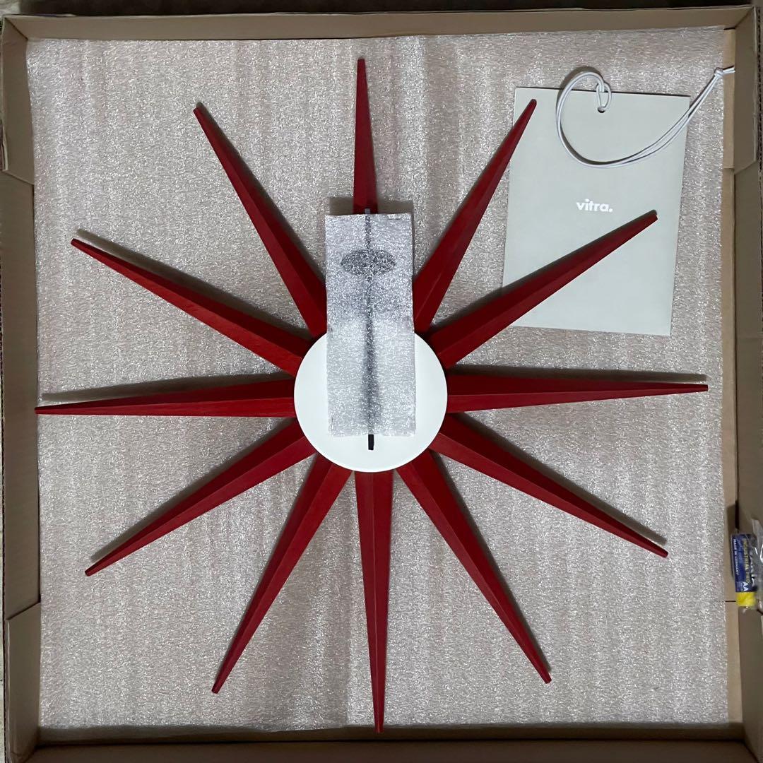 Authentic Nelson Sunburst Wall Clock (Vitra) Red, Furniture & Home Living, Home Decor