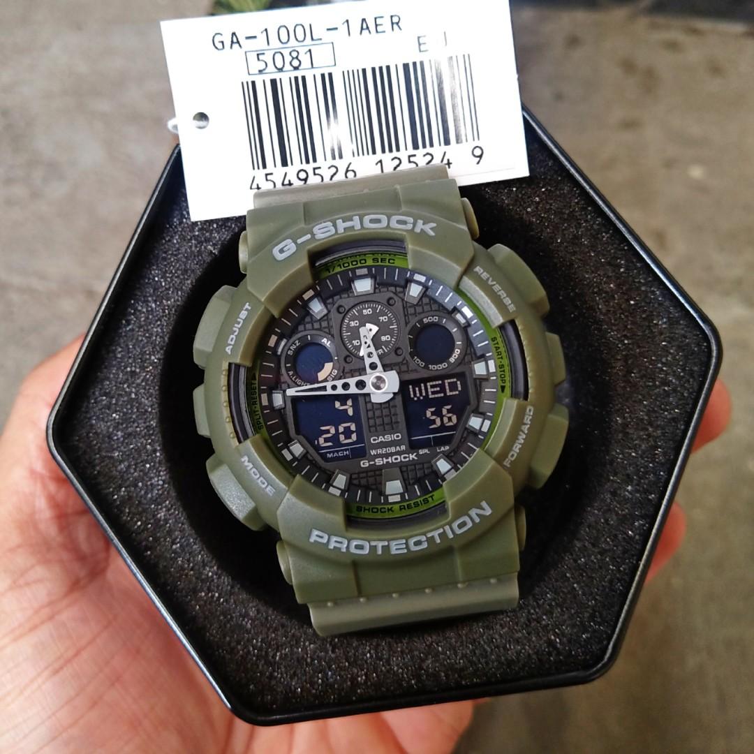Casio G Shock GA 100L Original Custom BNB Green Army Fesyen Pria