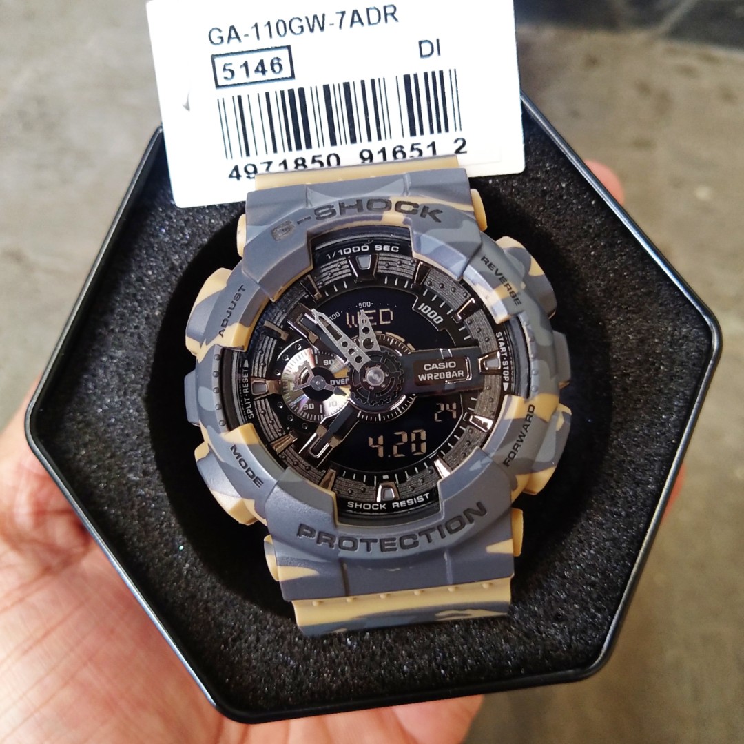 Casio G-Shock GA-110GW Original Custom Camouflage, Fesyen Pria, Jam Tangan  di Carousell