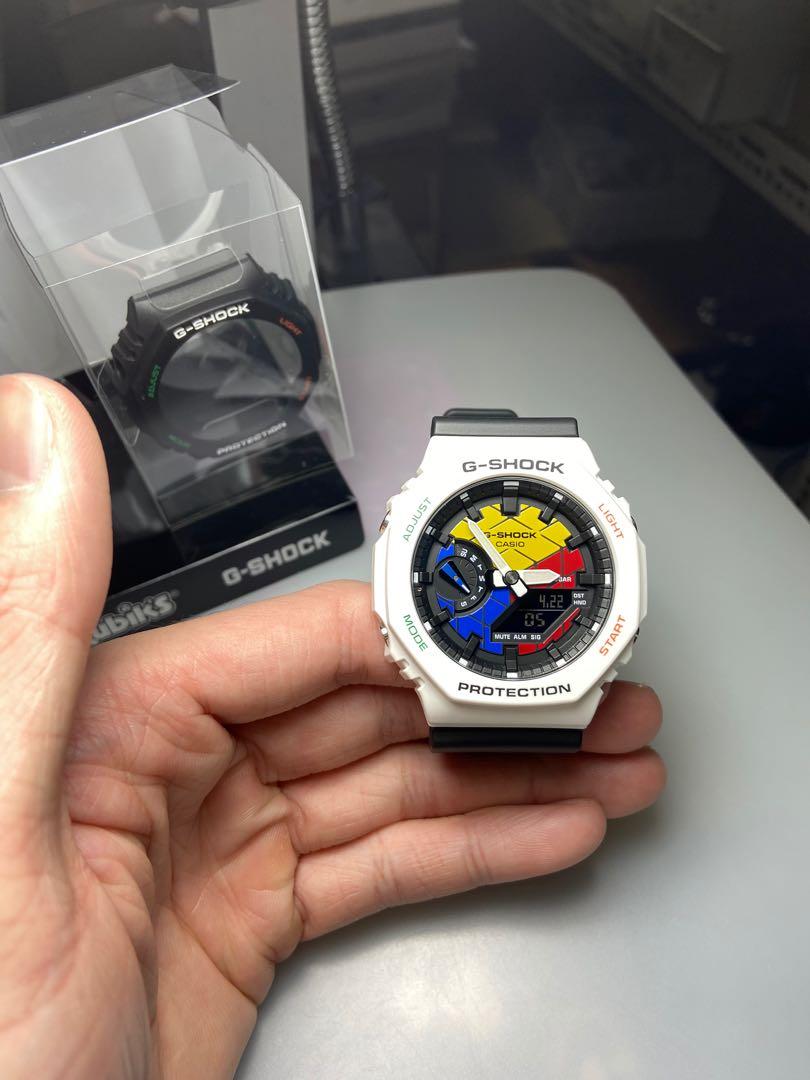 CASIO卡西歐Rubik'sXG-SHOCK 魔術方塊聯名錶款GAE-2100RC-1A, 他的時尚