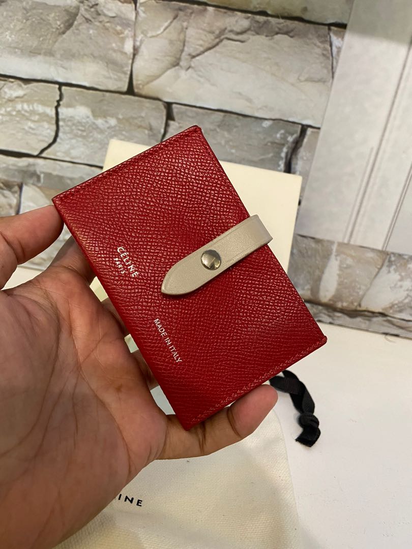 Celine Accordion Card Holder Card Case Red Black with Box Free