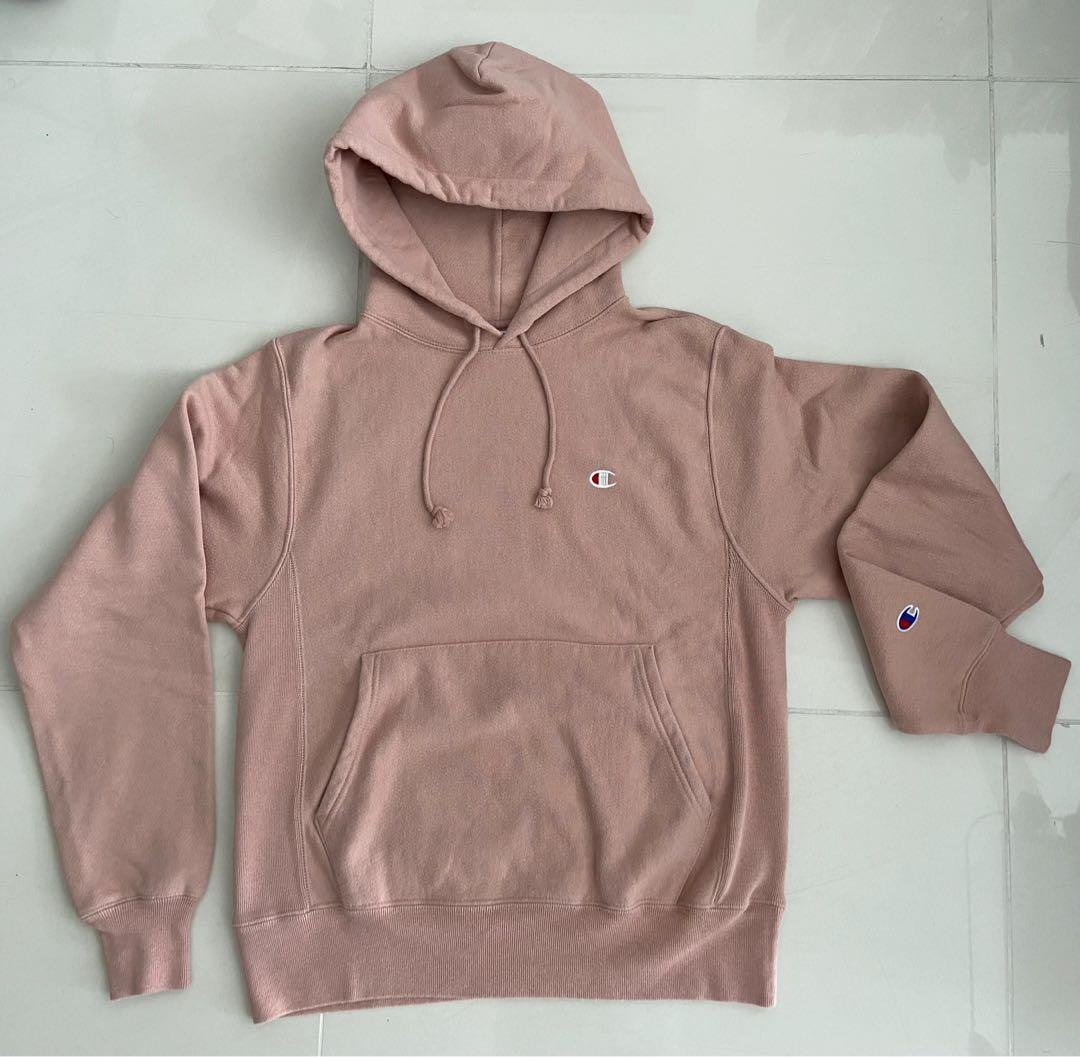 Champion Reverse Weave Hoodie Dusty Pink C Logo Men s Fashion