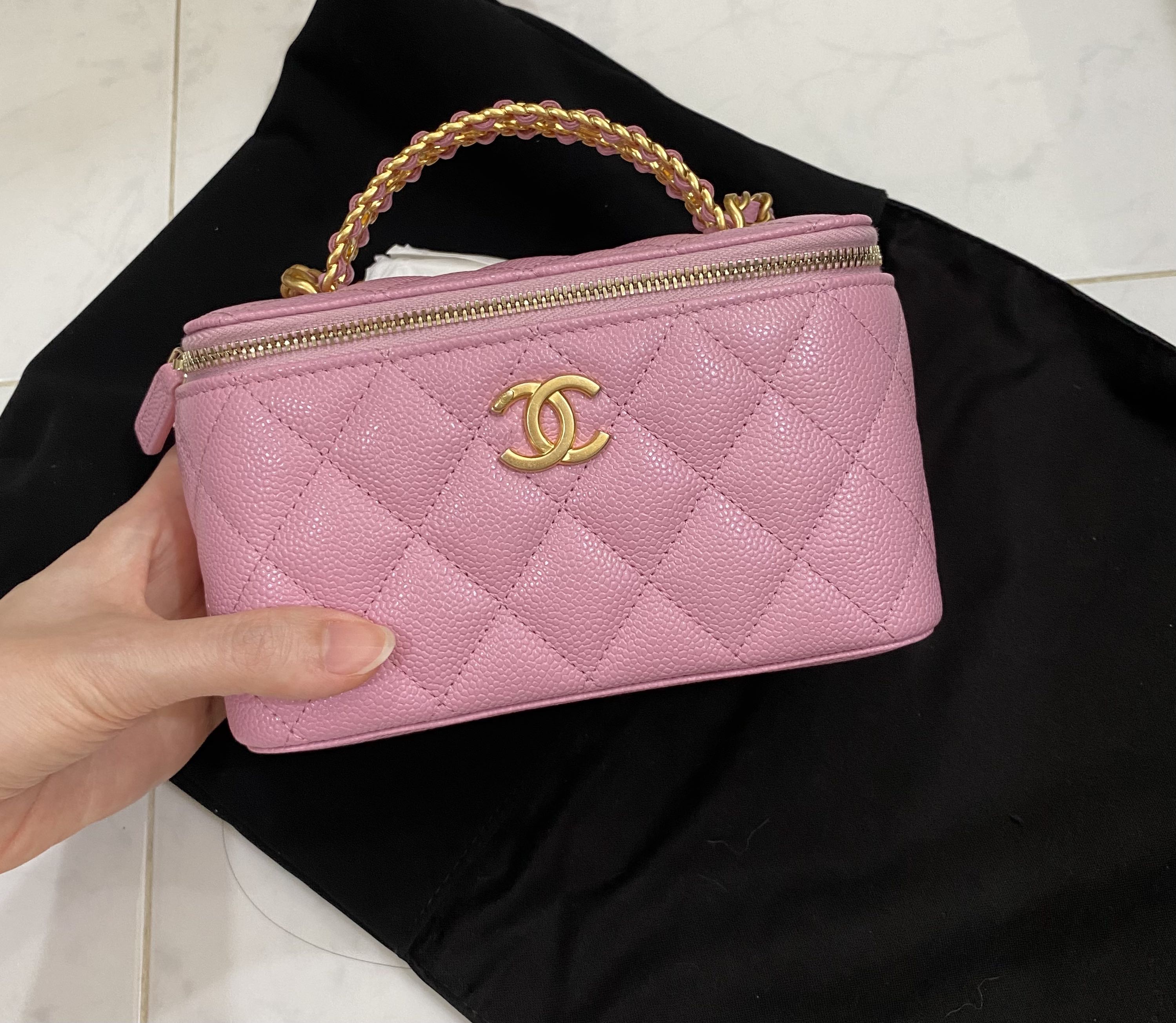 Sold 22S Chanel vanity with top handle Black colour Womens Fashion  Bags  Wallets Crossbody Bags on Carousell