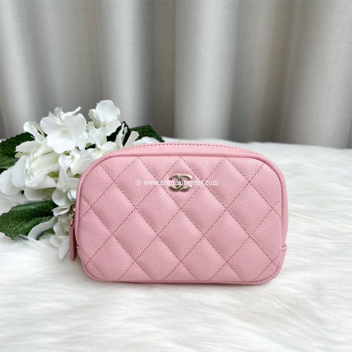 🆕 AUTHENTIC CHANEL COSMETIC POUCH, LATEST 22 C PINK CAVIAR GHW