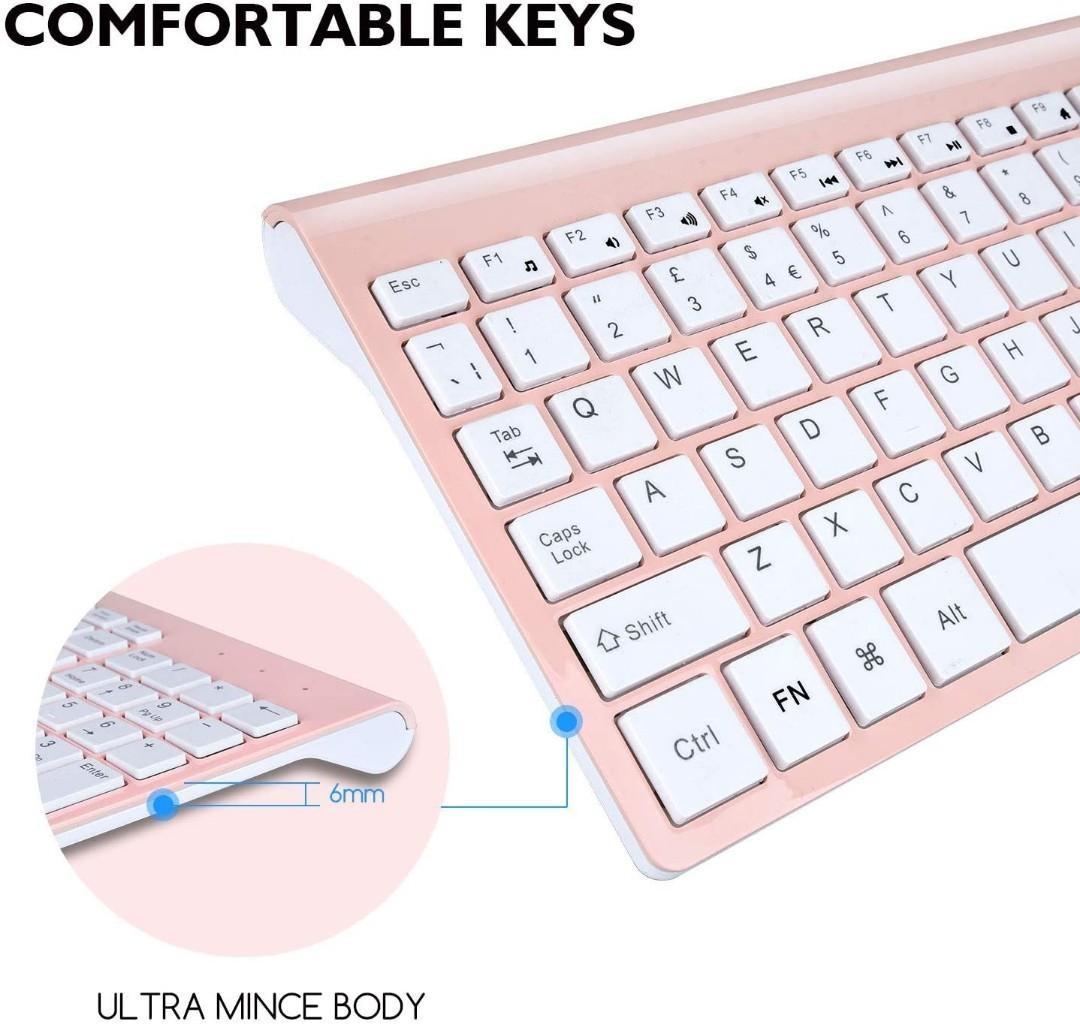 Clearance Sale BNIB Wireless Keyboard Mouse Combo, cimetech Compact Full  Size Wireless Keyboard and Mouse Set 2.4G Ultra-Thin Sleek Design for  Windows, Computer, Desktop, PC, Notebook, Laptop（QWERTY UK Layout）PINK,  Computers & Tech