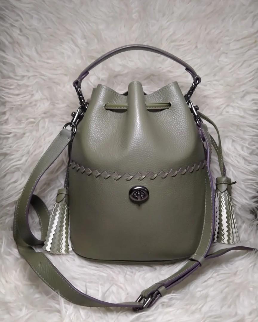 Coach lora bucket best sale bag with whipstitch detail