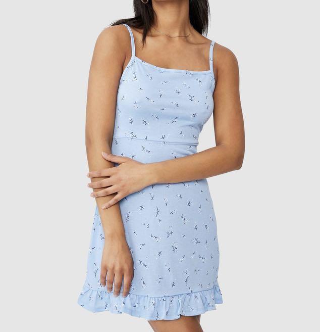 Cotton On Floral Blue Tie back Mini Dress