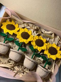Crocheted Sunflower in a Pot