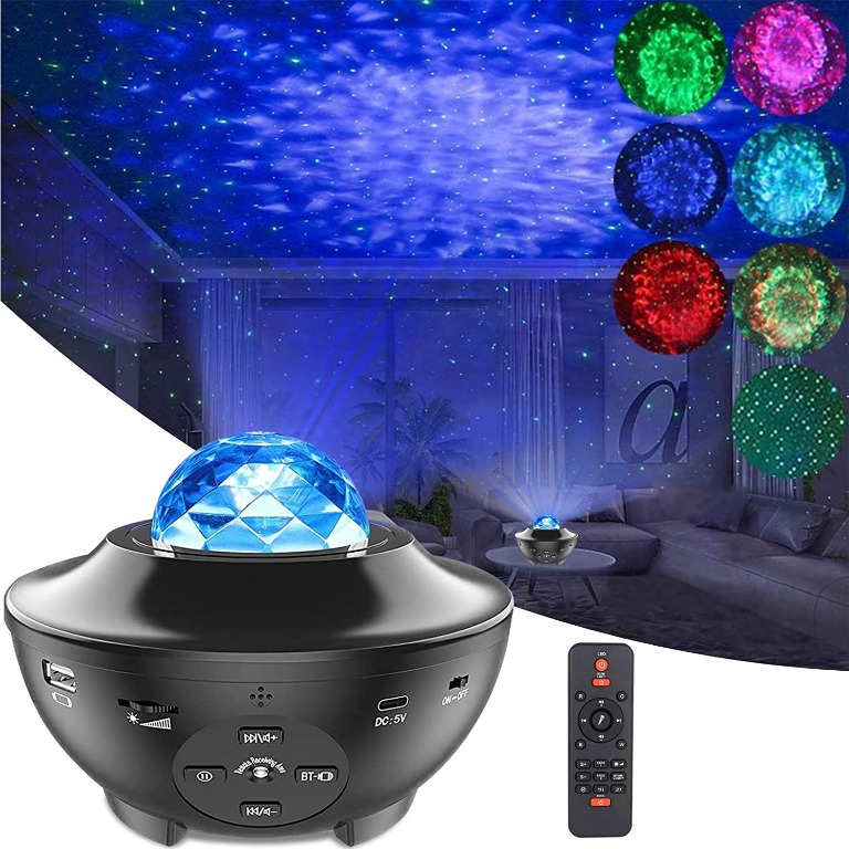Decoration Gamerooms,Home Star Projector,Galaxy Projector,Night Light Projector with LED Sky Light Ocean Wave Bluetooth Speaker for Baby Bedroom Party