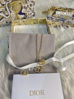 Christian Dior cd diamond earrings, necklace and bracelet set