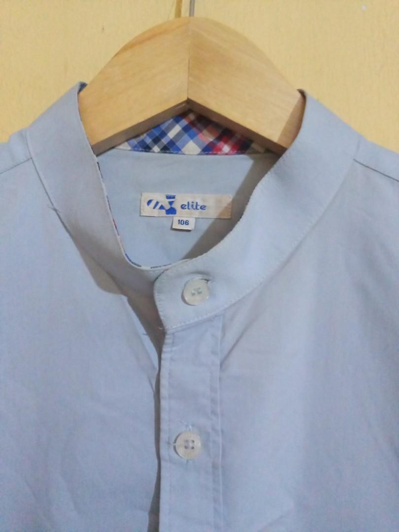 mock neck button down