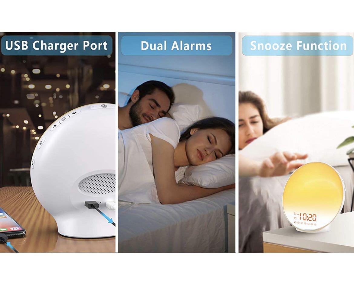 FITFORT Wake Up Light with FM Radio,(White, AC002), Furniture & Home