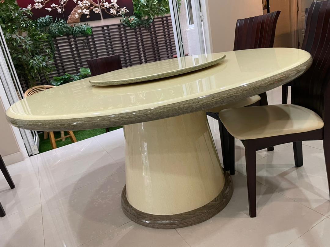 Genuine Marble Dining Table 5ft, Furniture & Home Living, Furniture