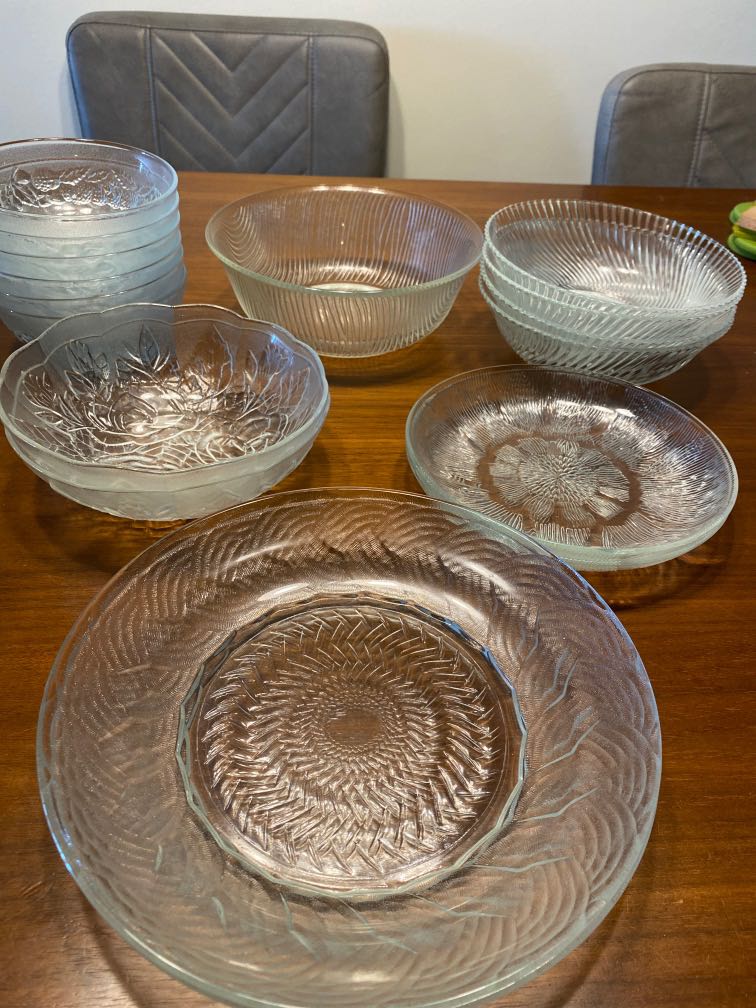 Glass plates and bowls, Furniture & Home Living, Kitchenware