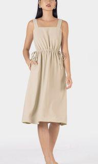 HANA SQUARE NECK DRAWSTRING DRESS #MADEBYLOVET (SAND)