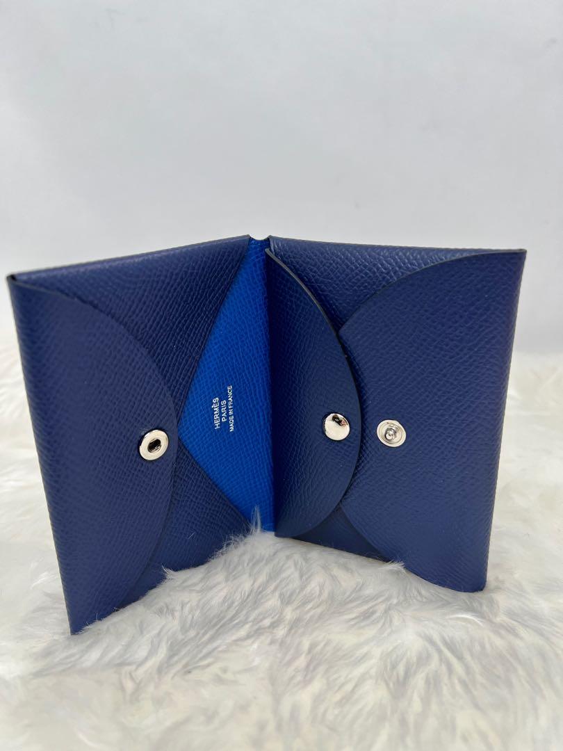 Hermes Calvi Duo Card Holder Bleu Sapphire Epsom PHW, Luxury, Bags ...