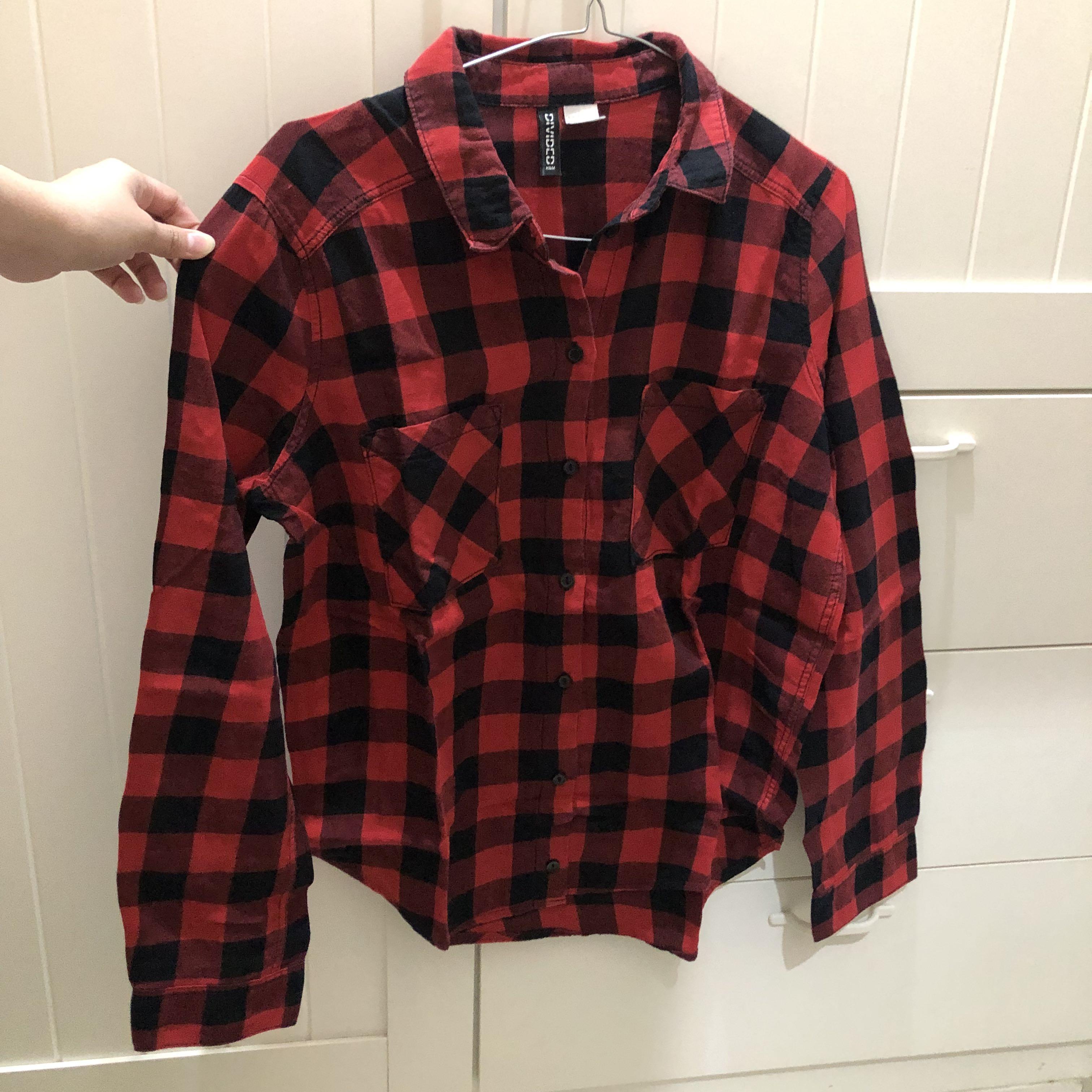 H\u0026M Red Plaid Shirt / Kemeja Kotak 