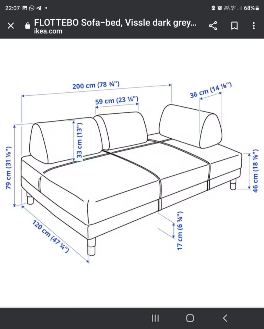 Ikea sofa bed, Furniture & Home Living, Furniture, Sofas on Carousell