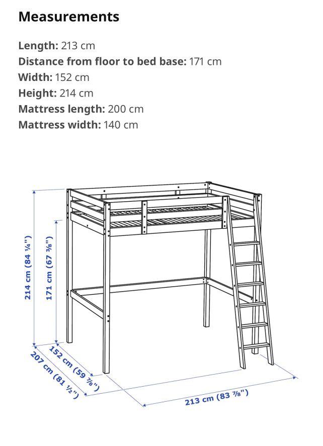 Ikea Stora Loft Bed complete with Mattress, Furniture & Home Living