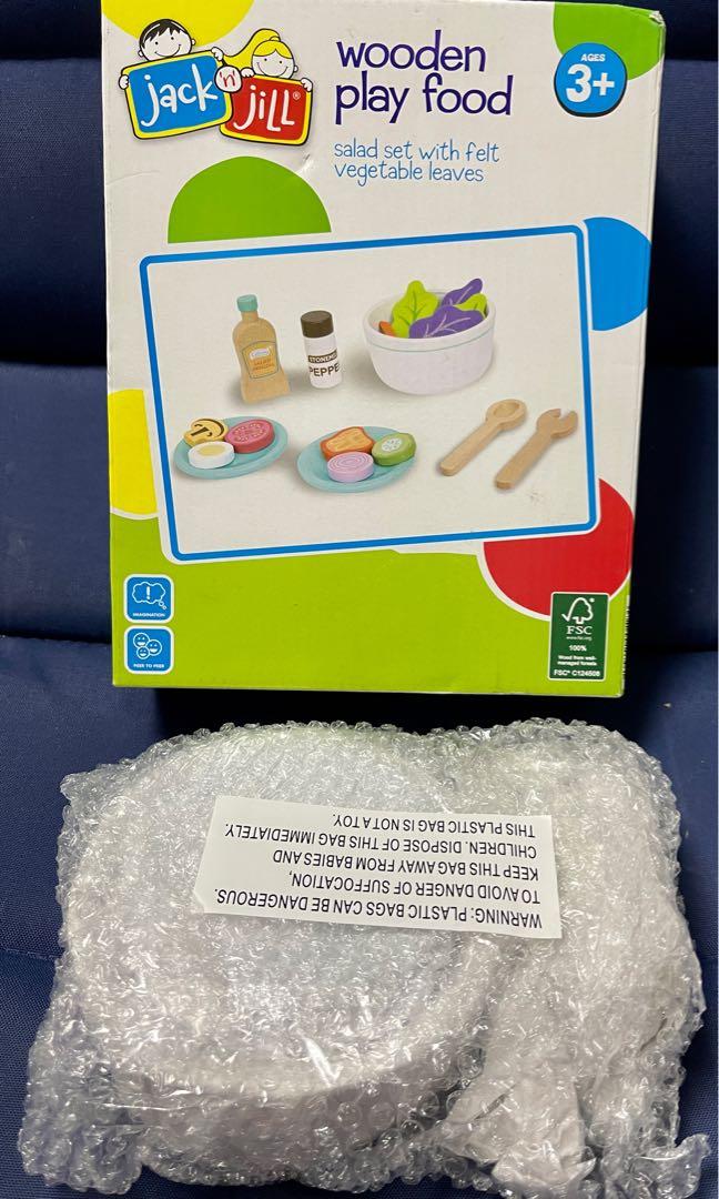 Jack n Jill Wooden Play Food Salad Set with Felt Vegetable Leaves