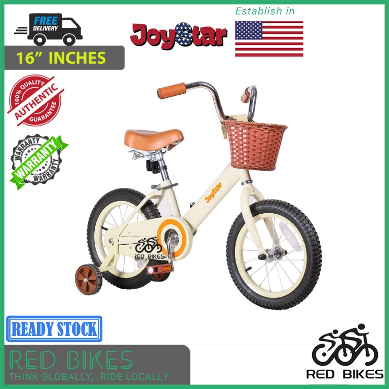 Joystar Vintage Bike 16"Inch With Basket And Training Wheels Bicycle