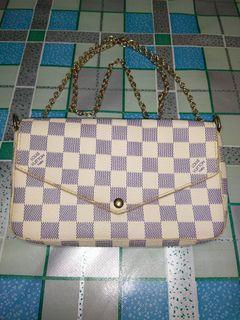 LOUIS VUITTON Damier Checkerboard Small Mahjong Bag T and B Brown