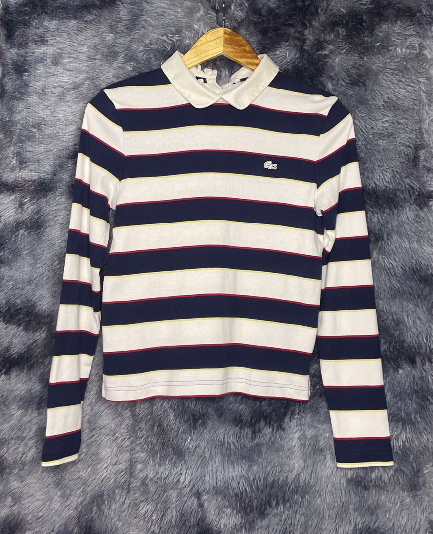 Lacoste LIVE Striped Long Sleeve Women s Fashion Tops Blouses