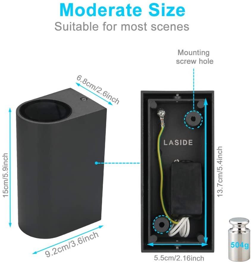 LASIDE Outdoor Wall Lights, Anthracite Grey GU10 Up Down Outside Wall