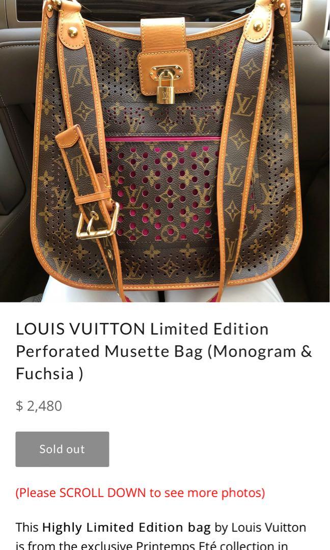 LOUIS VUITTON Limited Edition Perforated Musette Bag (Monogram & Fuchsia )