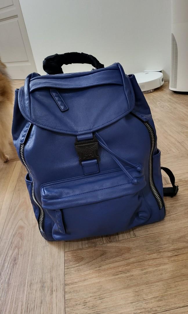 MCM KILLIAN BACKPACK JUST RECONDITIONED IN LAMBSKIN LEATHER TENNIS BLUE