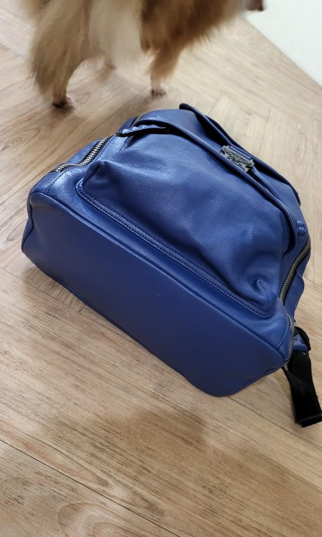 MCM KILLIAN BACKPACK JUST RECONDITIONED IN LAMBSKIN LEATHER TENNIS BLUE