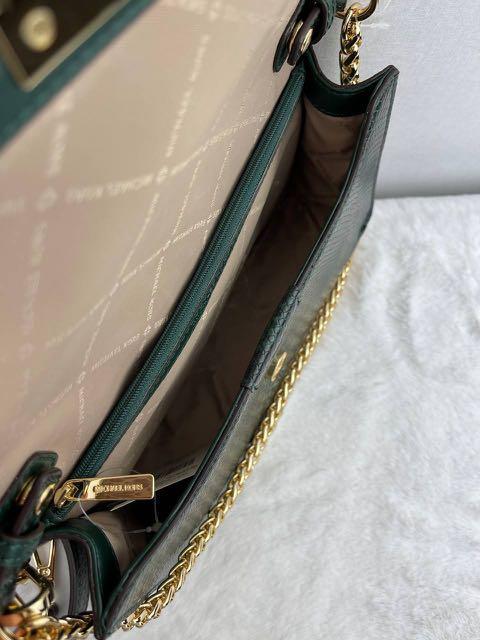 Michael Kors Sonia Medium Snake Embossed Shoulder Bag Racing Green