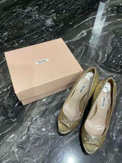 Miu Miu Preloved Gold Shimmer Heels