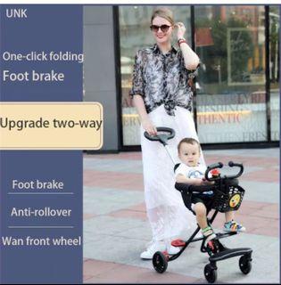 One-key folding baby stroller artifact stroller baby stroller high landscape can sit and recline light stroller (RED1957)