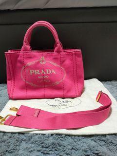 Prada Pink Canapa 2 Way Denim Canvas Bag