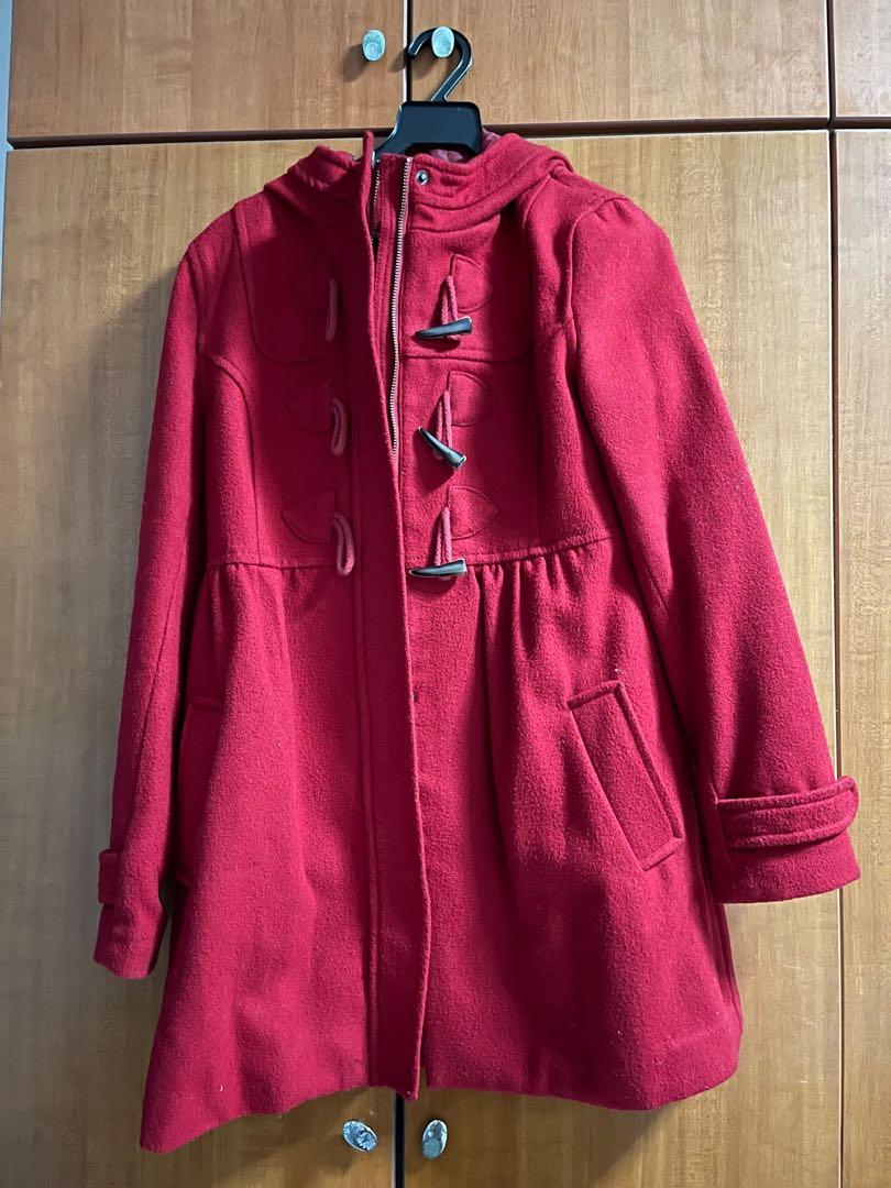 Red Pea Coat with Hood Women s Fashion Coats Jackets and