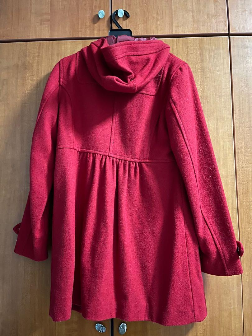 Red Pea Coat with Hood Women s Fashion Coats Jackets and