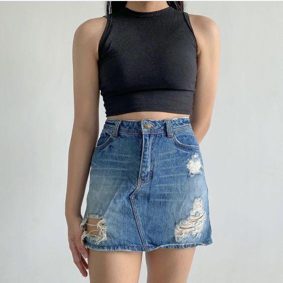 Maong skirt top