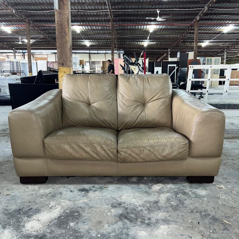 Rozel 2 Seater Leather Sofa Beige, Two Tone Leather Couches