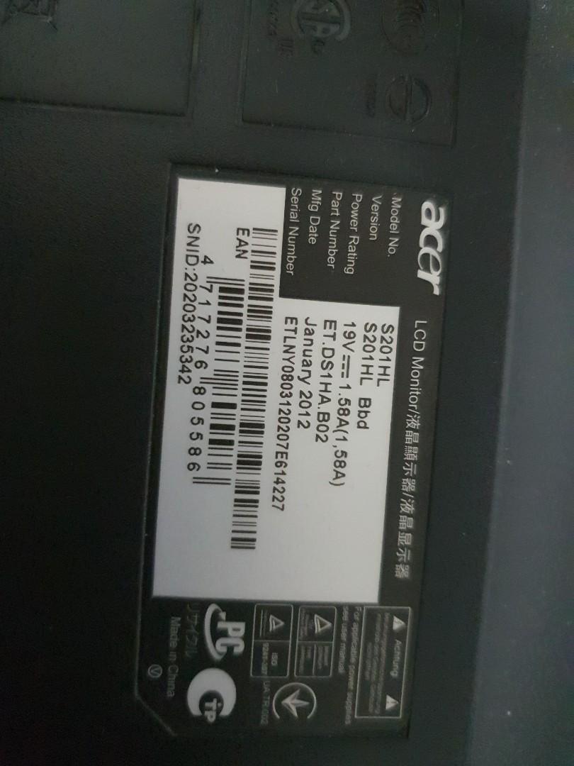 S201HL ACER MONITOR, Computers \u0026 Tech 