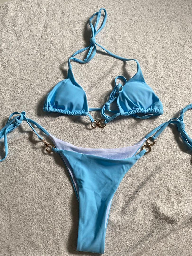 SKYBLUE BIKINI WITH RINGS, Women's Fashion, Swimwear, Bikinis