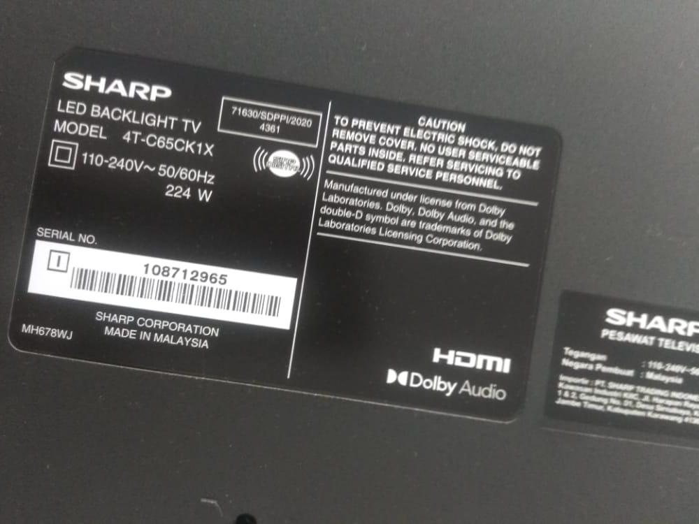 Smart Android TV Sharp LED Backlight TV 65 Inch 2022 MODEL 4T-C65CK1X